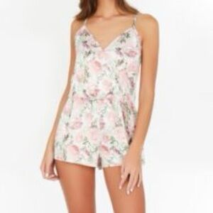Flora Nikrooz Brenda Floral Printed Charmeuse Loungewear Romper - NWOT - Medium